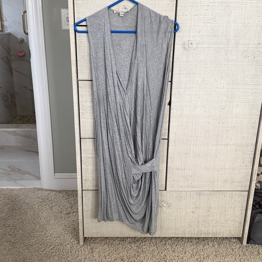 ACNE STUDIOS Natifa Tencel Gray Draped Dress - Picture 2 of 5